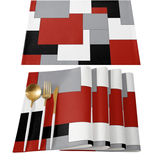 Abstracte placemats met kleurblokken, set van 4