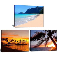 Tengerparti naplemente vászonkép falikép-készlet – 3 panel, 30x40 cm