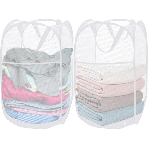 2-pack popup-tvättkorg 35x35x61 cm