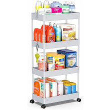 Chariot de rangement roulant à 3 niveaux, étagères réglables