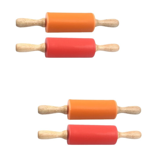 Rodillo de silicona y madera para amasar.