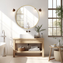 Wall Round Mirror in Black or Gold – 20, 24 or 30 Inch