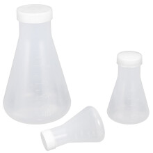 Ensemble de 3 flacons de chimie en polypropylène blanc