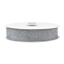 HOMEFORD Weihnachtliches, flaches Glitzerband mit Drahtverstärkung, 7/8 Zoll breit, 10 Yards lang, Silber