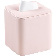 Étui pour boîte à mouchoirs en cuir PU avec fermeture magnétique, porte-boîte à mouchoirs carré/rectangulaire aux bords arrondis (rose, carré)
