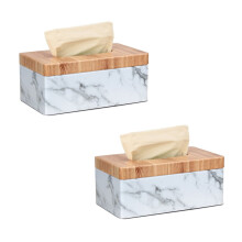 Lot de 2 boîtes à mouchoirs rectangulaires en polyuréthane imitation marbre, avec distributeur de serviettes en papier, pour la décoration