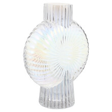 Vaso de vidro delicado para casa, elegante, com design floral, em formato de concha, ideal para arranjos de flores.