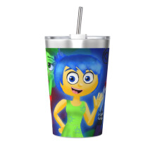 Inside Out2Thermoskanne mit konischem Strohhalm, doppelwandig vakuumisoliert, Edelstahl, bedruckt, 355 ml, Weiß