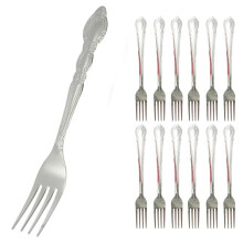 Conjunto de 12 garfos de jantar em aço inoxidável resistente, talheres e utensílios de mesa.