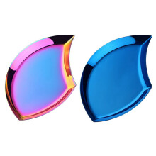 2x Silber-Goldene Obstteller, Snack- und Kuchenplatten, Serviertabletts aus Edelstahl, Hochzeitsdekoration, Desserttabletts – Regenbogen & Blau