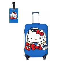 Hello Kitty rejsekuffertbetræk, vaskbart elastisk bagagebetræk til 25"-28" kufferter, kompatibel med de fleste mærker, skjult lynlås