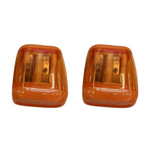 Ozmmyan2PCS Pennvässare med dubbla hål och lock, färgpennvässare för barn, bärbar oval manuell pennvässare för skolkontorsmaterial