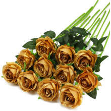 Roses artificielles noires - Tiges de fleurs en soie, lot de 10