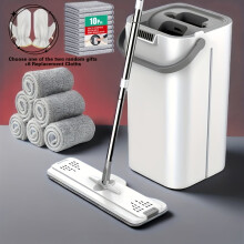 Kit de nettoyage pour balai plat avec seau Ă double compartiment et
