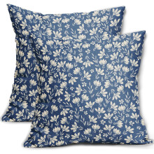 Housses de coussin à fleurs bleues 16x16 pouces (2 pièces)
