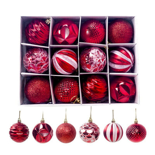 12x julekuler, plast, 6 cm
