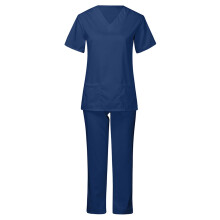Ensemble de blouse médicale bleu foncé pour femme – Haut à manches courtes et pantalon