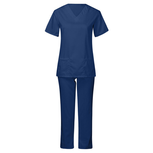 Γυναικείο σκούρο μπλε σετ scrubs – κοντομάνικο τοπ και παντελόνι