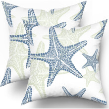Poszewki na poduszki Starfish 18x18 cali, zestaw 2 sztuk, granatowa bawełna