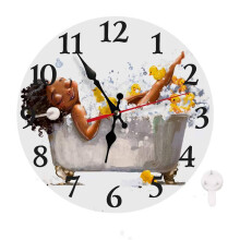 Horloge murale tasse à café, cadre en bois, mouvement silencieux