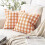 Gingham-pute 45x45 cm oransje hvit sett med 2 1