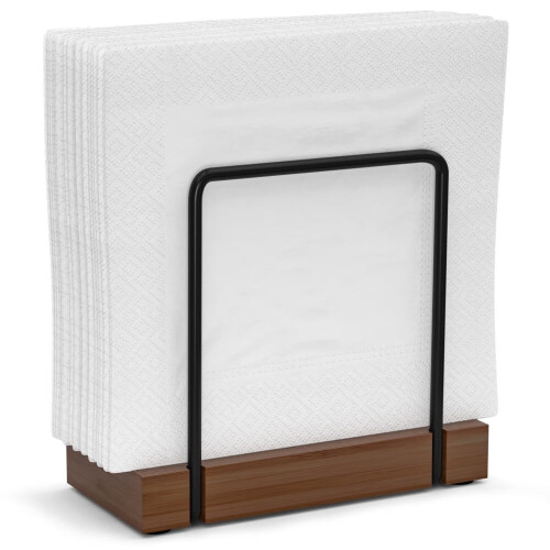 Porte-serviettes en bambou et fer – Modèle de table sur pied