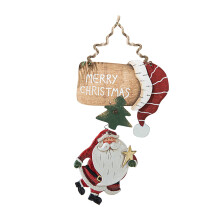 Vintage drevená závesná dekorácia Santa Claus