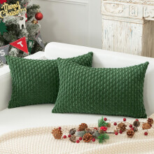 Sierkussenhoezen 12x20 inch gestreept corduroy, 2 stuks
