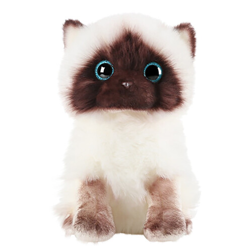 Peluche chat Mikilon, petit modèle réaliste en position assise, 20 cm