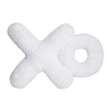 Cojín decorativo de felpa XO blanco de 45 x 45 cm para dormitorio.