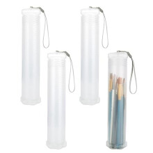 Pinseletui aus Kunststoff, ausziehbar, transparent, 4er-Pack