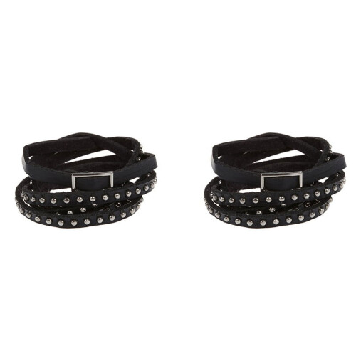 Punkrock-Nietenarmband, Schwarz, 2er-Pack
