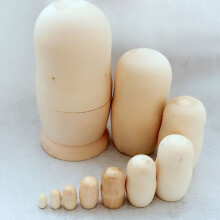 Wooden Big Belly Russian Nesting Dolls Unpainted 10 pcs