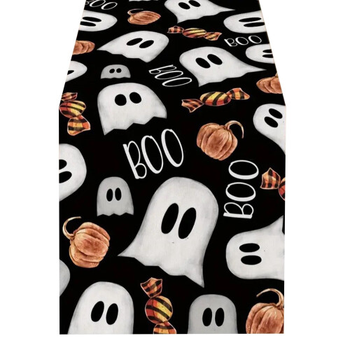 Pink Ghost Pumpkin Table Runner Halloween Decor 72x14 in