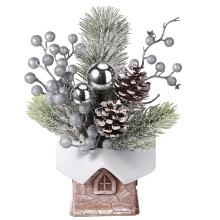 Small Artificial Christmas Tree with Ornaments Silver