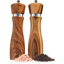 Haomacro wooden salt and pepper grinder set 2 pack