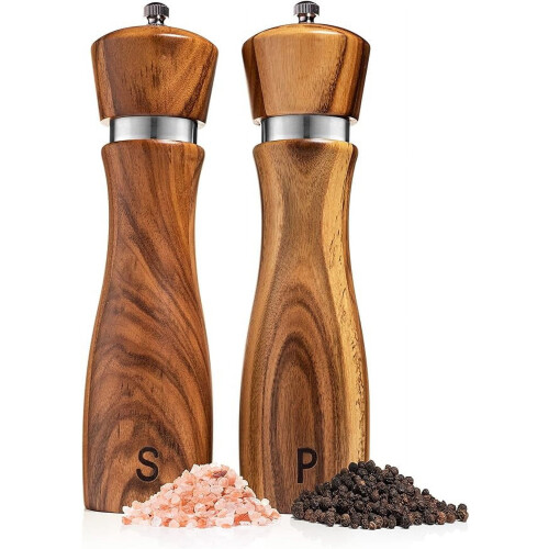 Haomacro wooden salt and pepper grinder set 2 pack