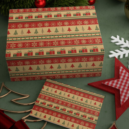Christmas wrapping paper eco kraft deer tree design 20