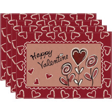 Set van 4 placemats, 12x18 inch, polyester, wasbaar.