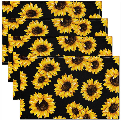 Sonnenblumen-Tischsets, 4er-Set, 30 x 45 cm, Polyester