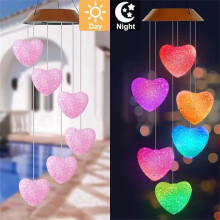 Carillon solaire lumineux à vent avec cristaux LED à couleurs changeantes