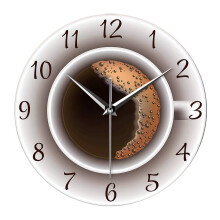 Horloge murale en bois en forme de tasse à café – Silencieuse, design rustique
