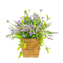 Couronne de fleurs sauvages artificielles en rotin Ă suspendre Ă la porte, 40 cm