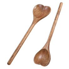 Cuillère en bois d'acacia en forme de cœur (2 pièces)