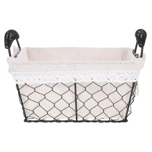 Panier de rangement en fil de fer avec doublure en coton