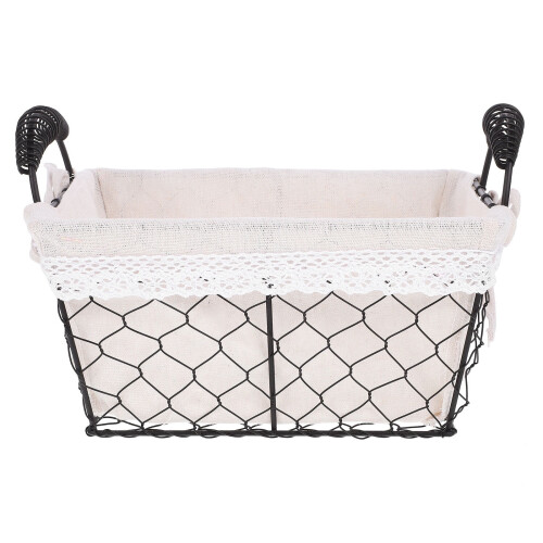 Panier de rangement en fil de fer avec doublure en coton