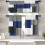 Navy Blue Geometric Kitchen Curtains Set 36 inch 1