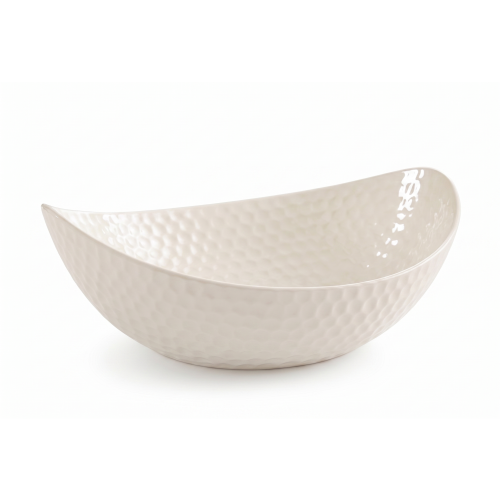Oval Ceramic Matte White Fruit Bowl 29.5x24x11.5Cm