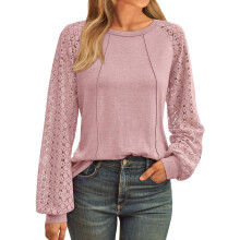 Womens Long Sleeve Shirts Casual Tops Dressy Outfits-Pink L