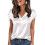 Women's Short Sleeve Pullover Blouses V Neck Short-White XXL 1
